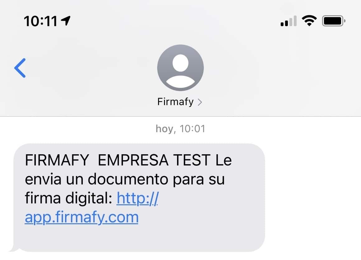 SMS con enlace para firmar con Firmafy