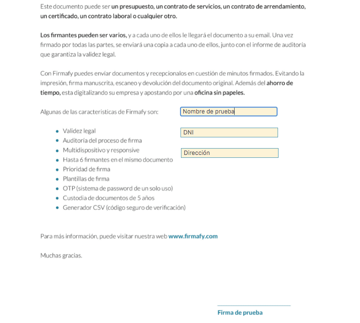 Ejemplo de documento creado con Firmalink