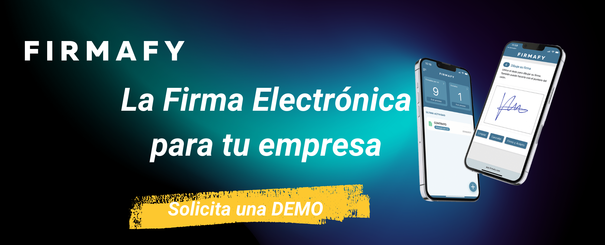 imagen que muestra un llamado a la acción para solicitar una demo de Firmafy
